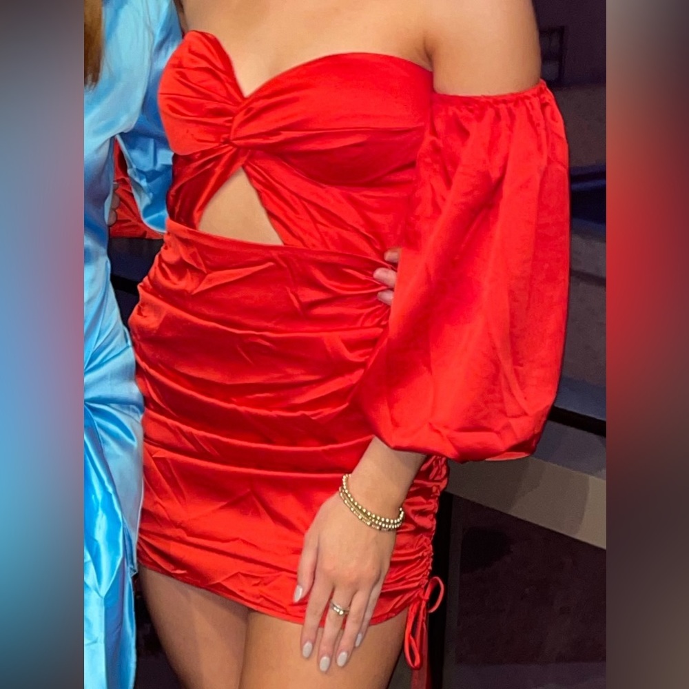 Women’s red satin dress